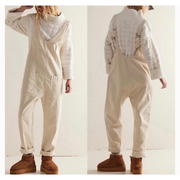 Free People Pants - Free People High Roller Jumpsuit, Women's Medium, Cream Denim, NWOT